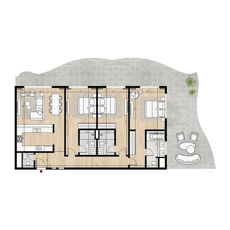 3 bedroom Apartments -  Miraggio floor plan