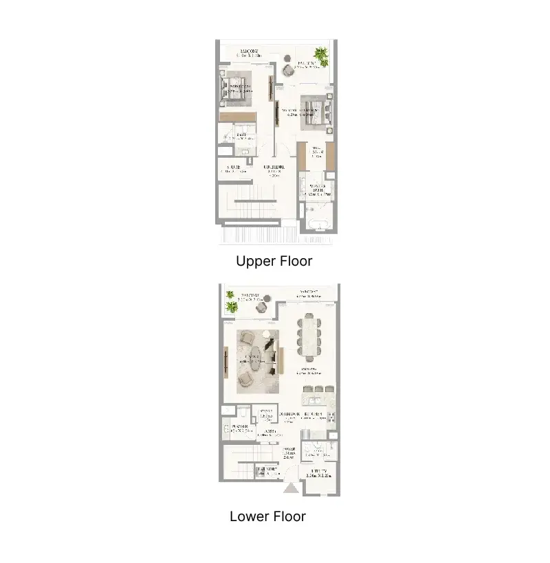 2 Bedrooms townhouse - Address Residences Al Marjan Island floor plan