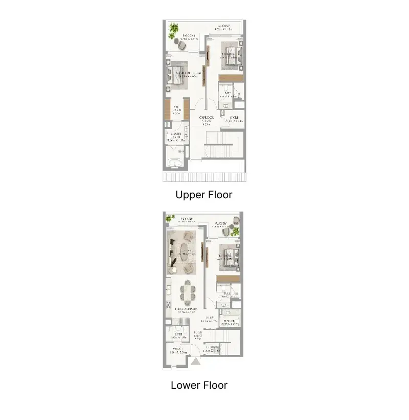 3 Bedrooms townhouse - Address Residences Al Marjan Island floor plan