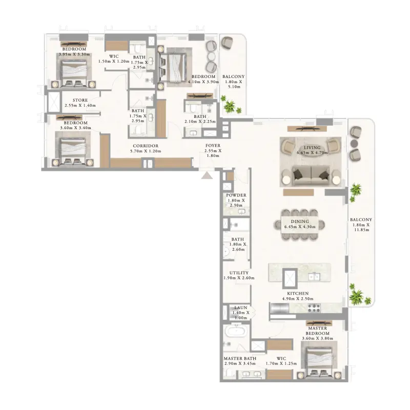 4 bedroom floor plan