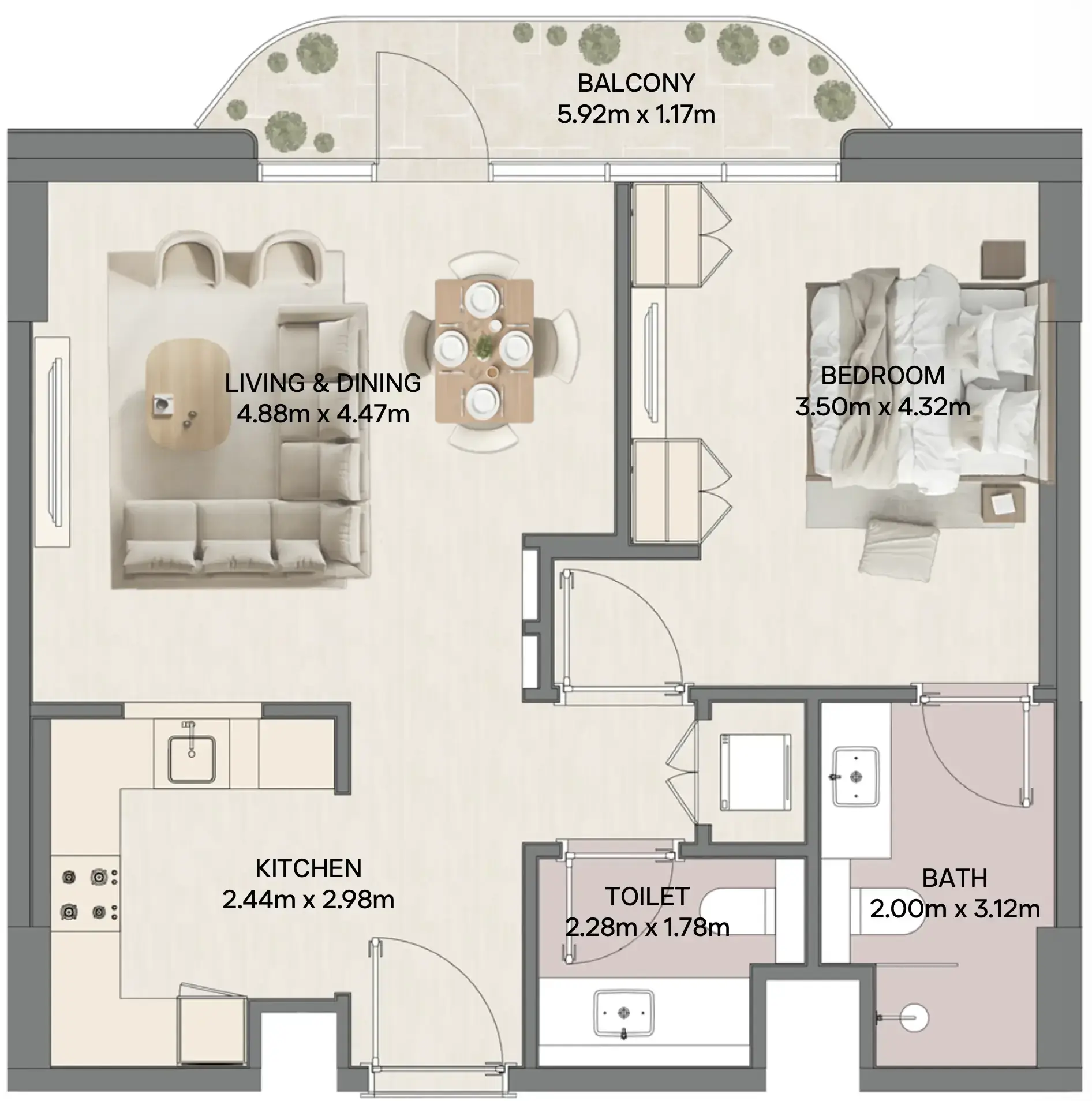 1 Bedroom apartments - Mirasol II floor plan