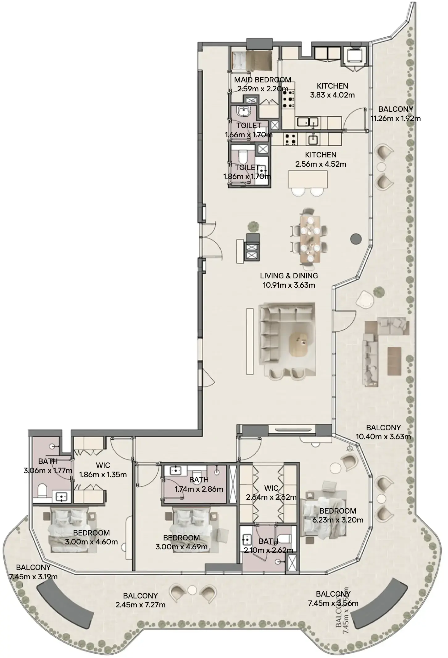 3 Bedrooms penthouse - Mirasol II floor plan
