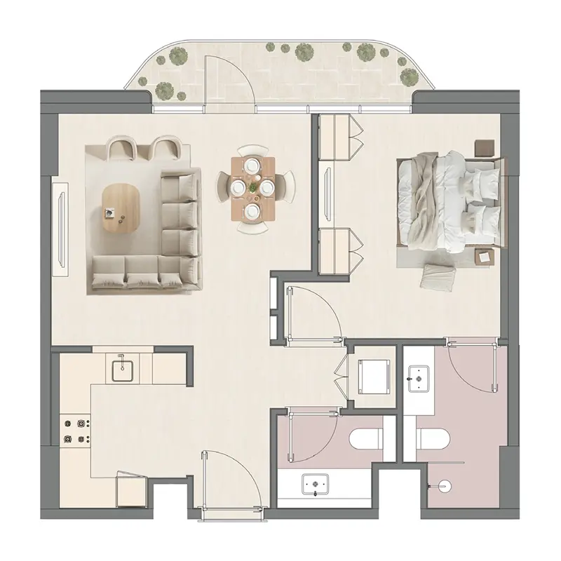 1 bedroom Apartments -  Mirasol II floor plan