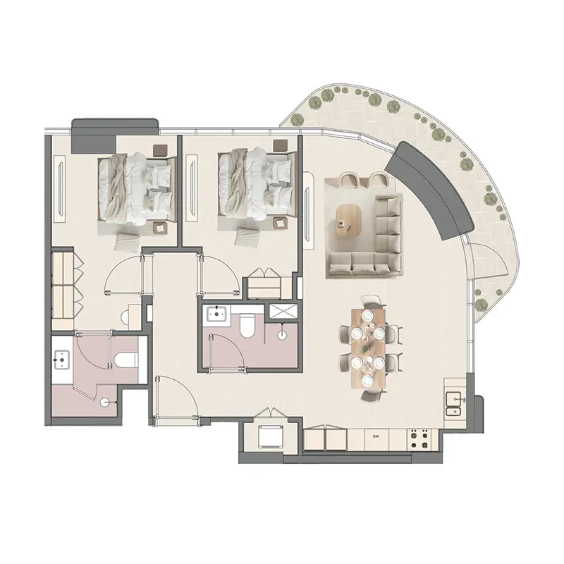 2 bedroom Apartments -  Mirasol II floor plan