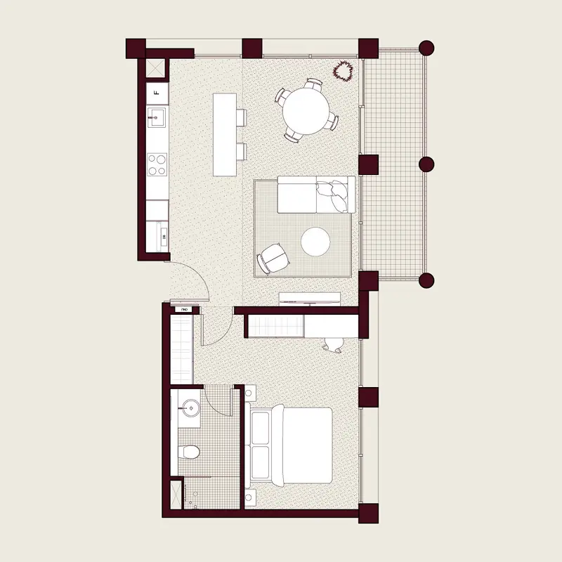 1 bedroom Apartments -  Enta Residences floor plan