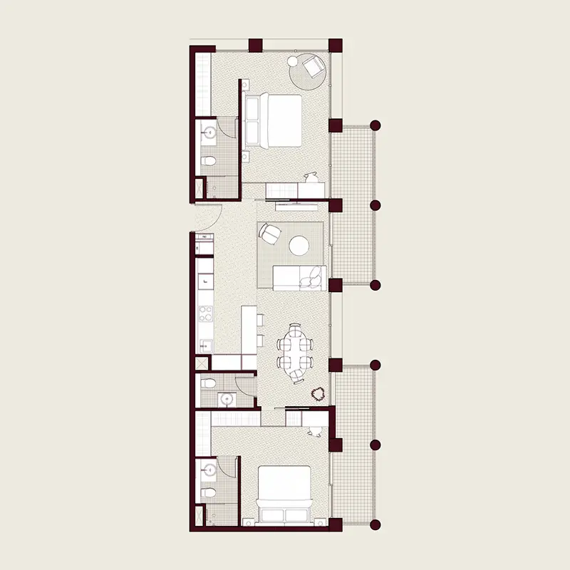2 bedroom Apartments -  Enta Residences floor plan