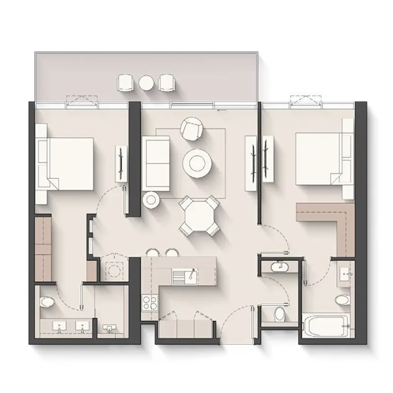 2 bedroom Apartments -  Soto Grande floor plan
