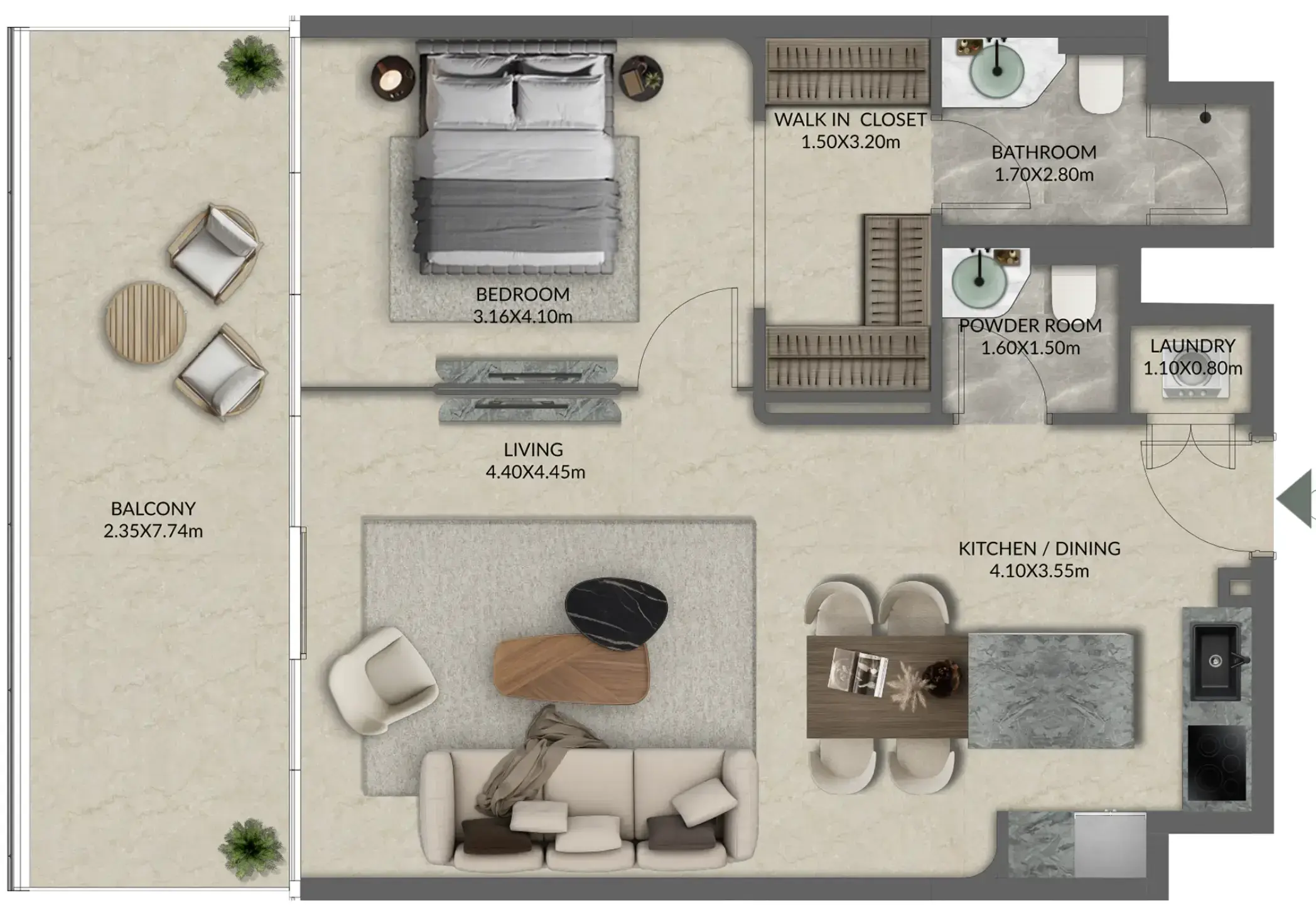 1 Bedroom apartments - Palazzo Tissoli floor plan