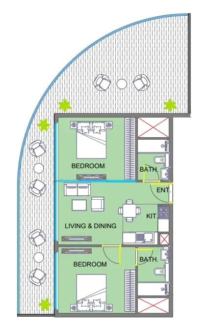 2 Bedrooms apartments - Colibri Views floor plan