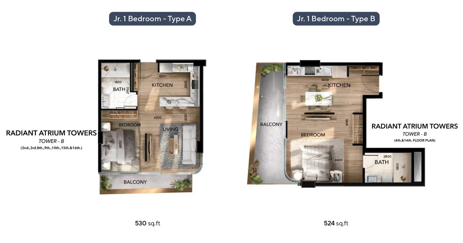 Type A & B floor plan
