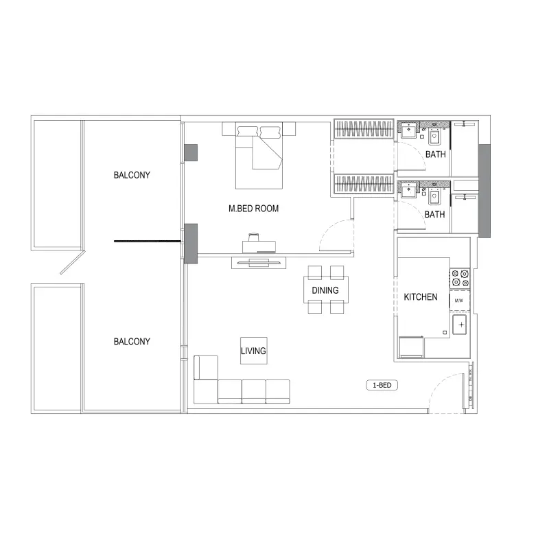 1 bedroom floor plan