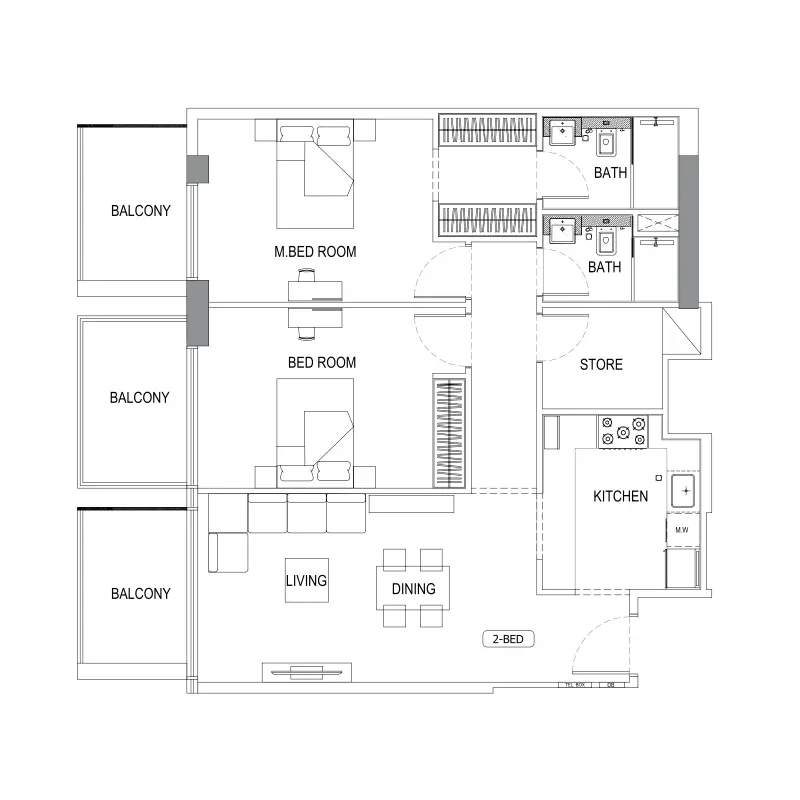 2 bedroom floor plan