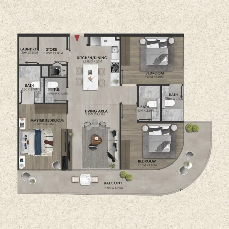 3 bedroom floor plan