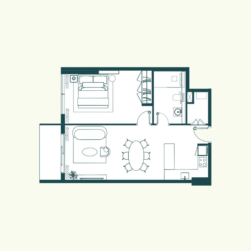1 bedroom floor plan