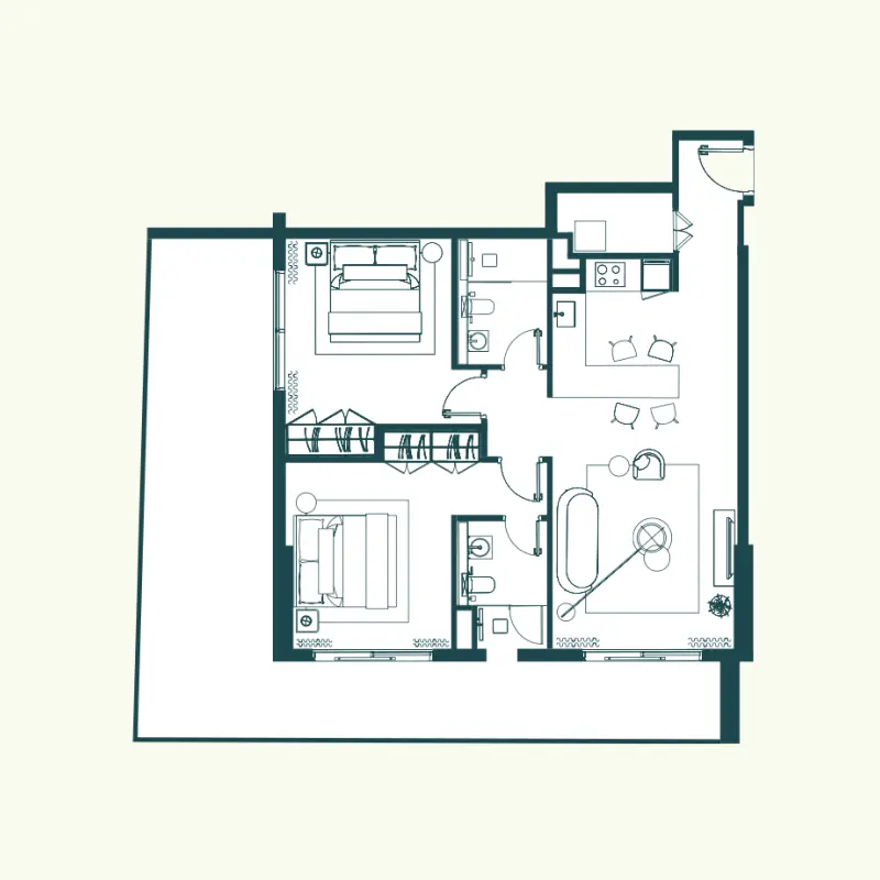 2 bedroom floor plan