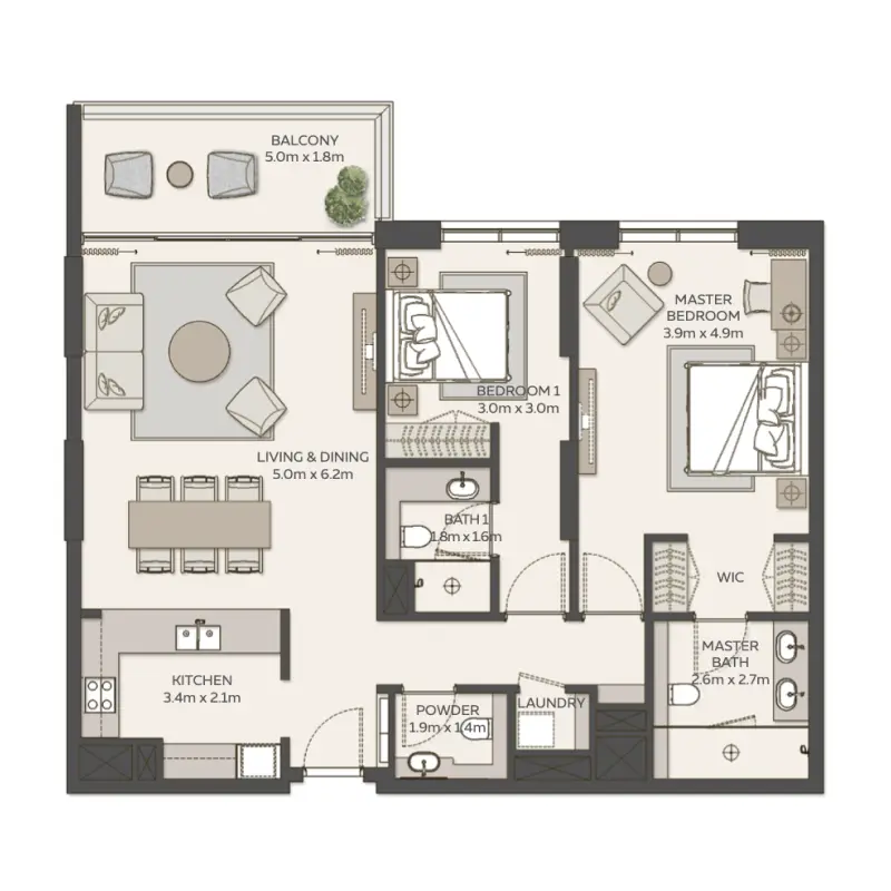 2 bedroom floor plan