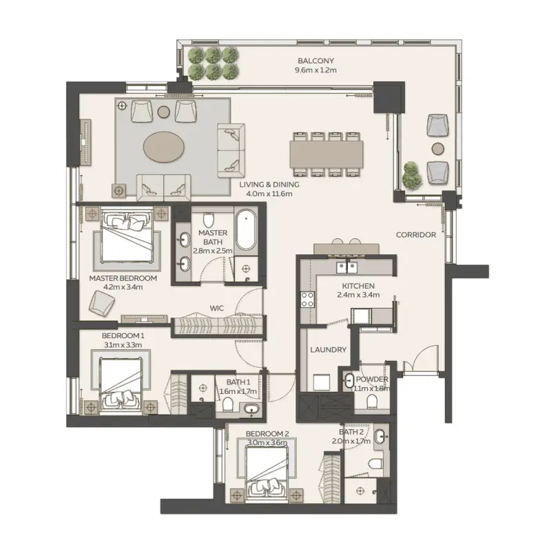 3 bedroom floor plan