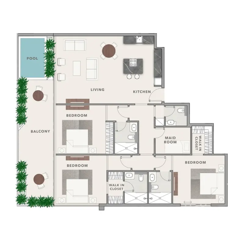 3 bedroom floor plan