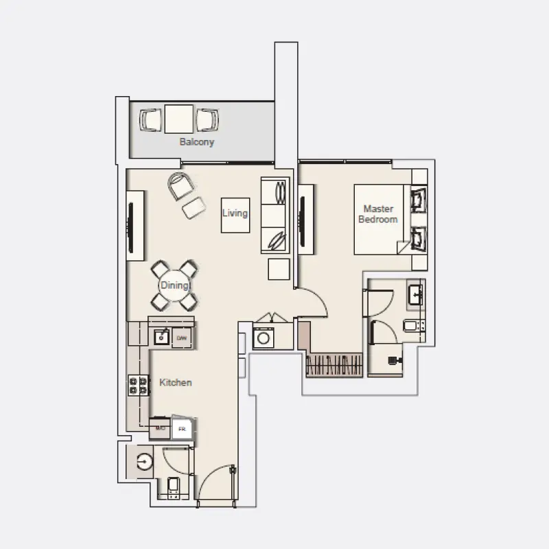 1 bedroom floor plan