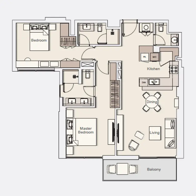 2 bedroom floor plan