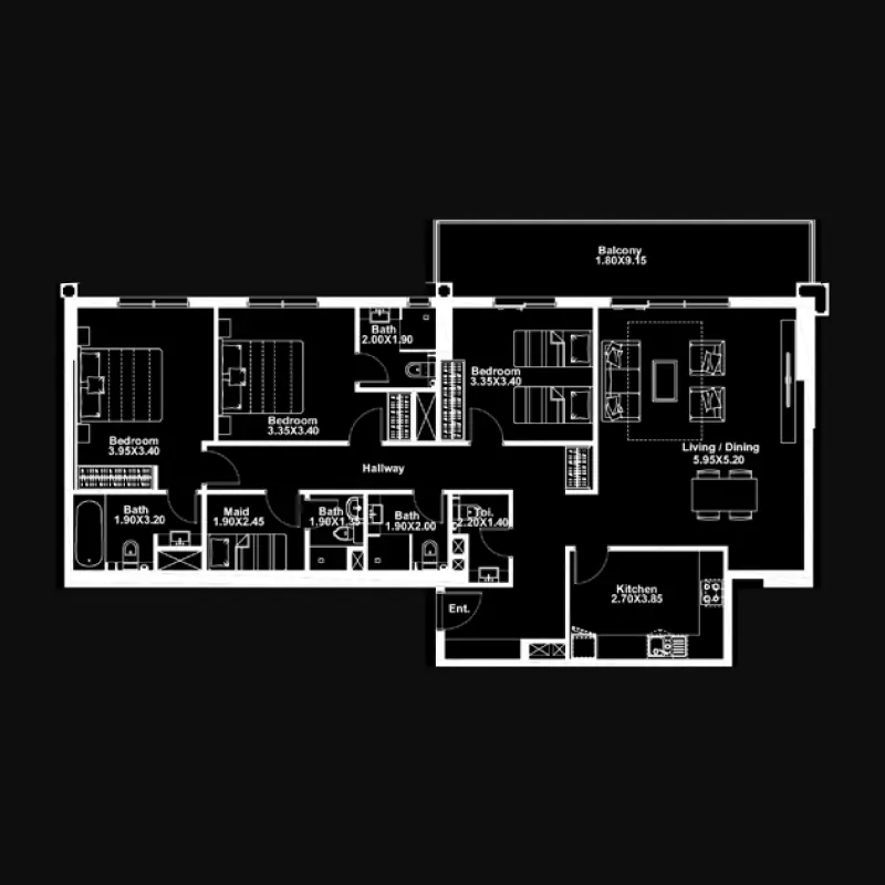 3 bedroom floor plan