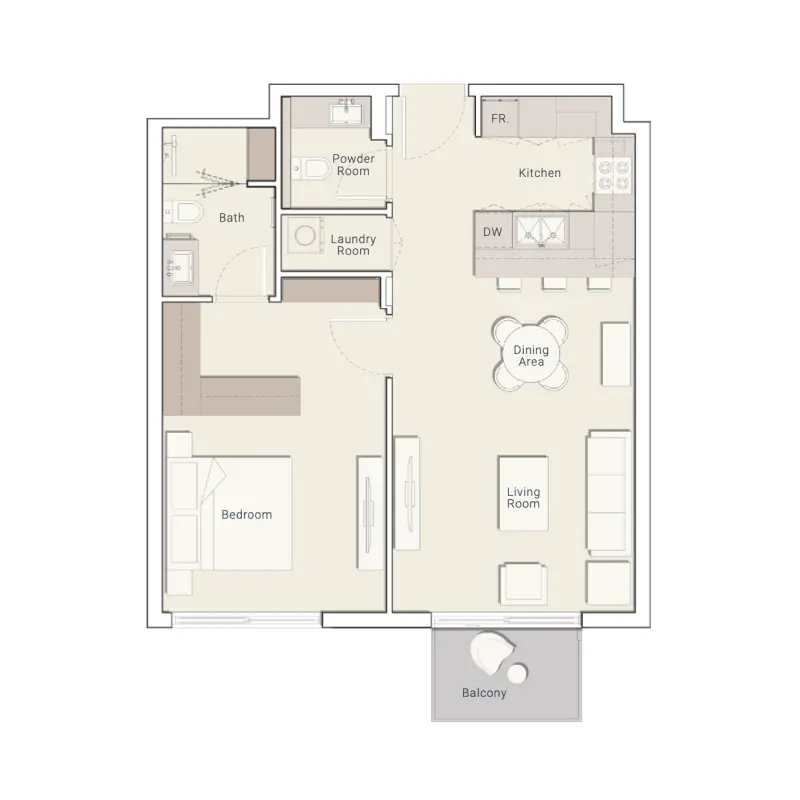 1 bedroom floor plan