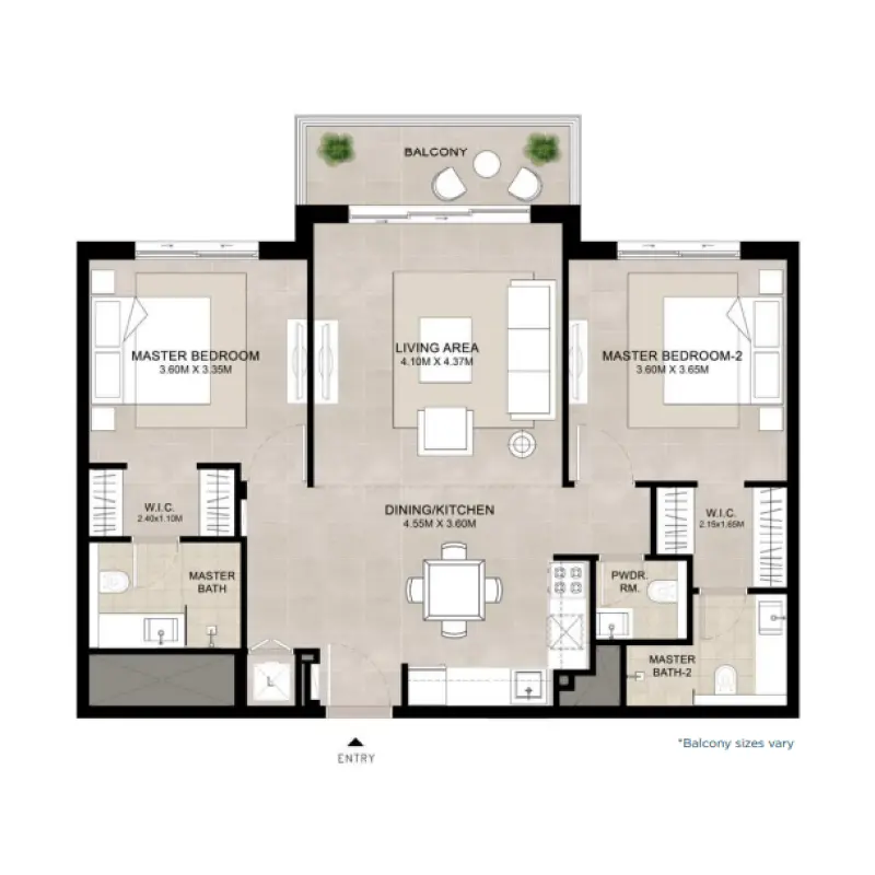2 bedroom floor plan