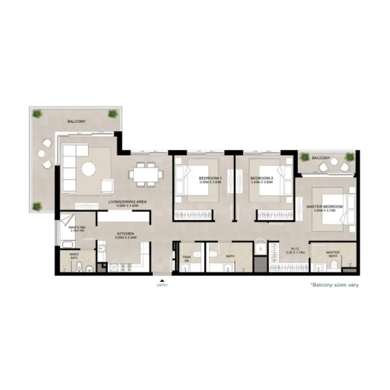 3 bedroom floor plan
