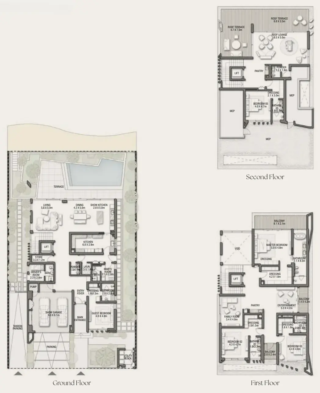 5 Bedrooms villa - Palm Jebel Ali Villas floor plan