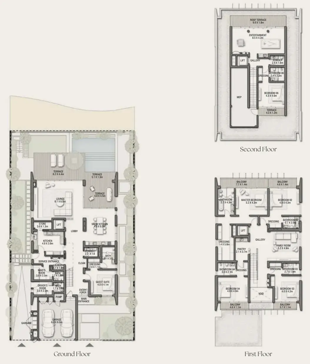 6 Bedrooms villa - Palm Jebel Ali Villas floor plan