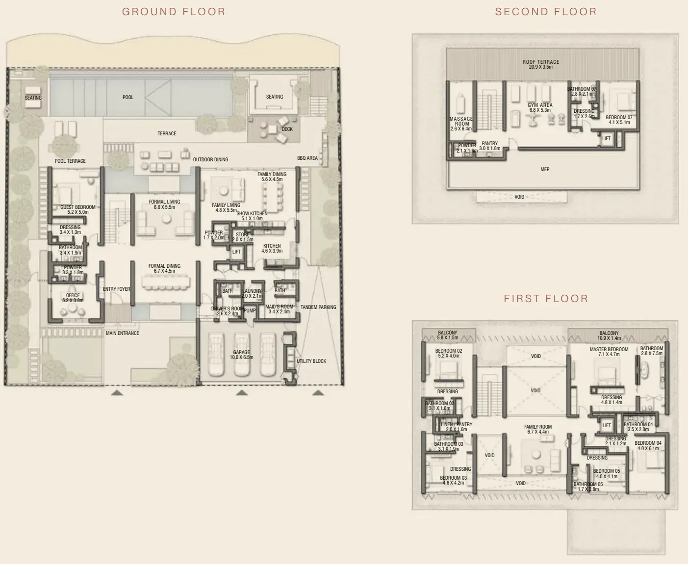 7 Bedrooms villa - Palm Jebel Ali Villas floor plan