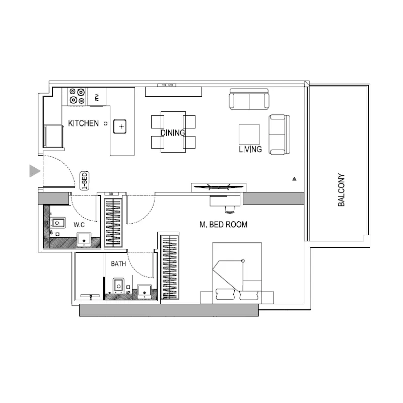 1 bedroom floor plan