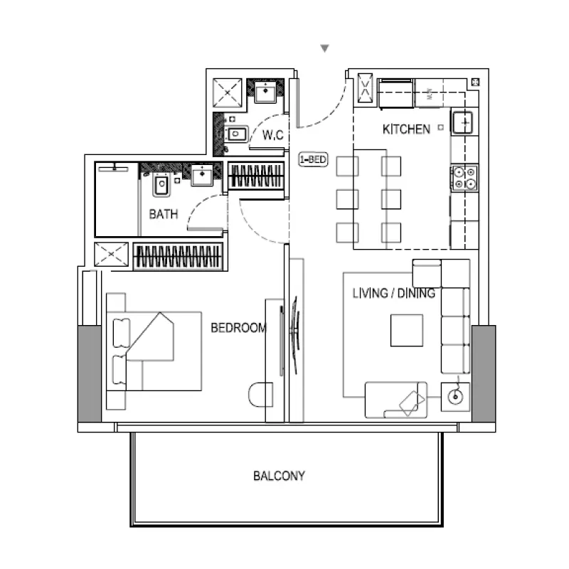 1 bedroom floor plan
