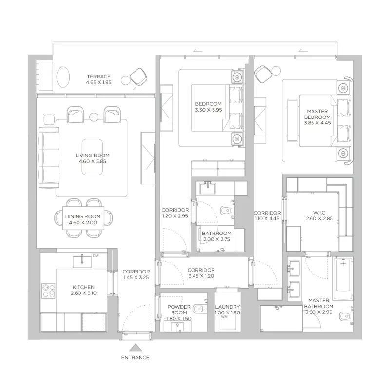 2 bedroom floor plan
