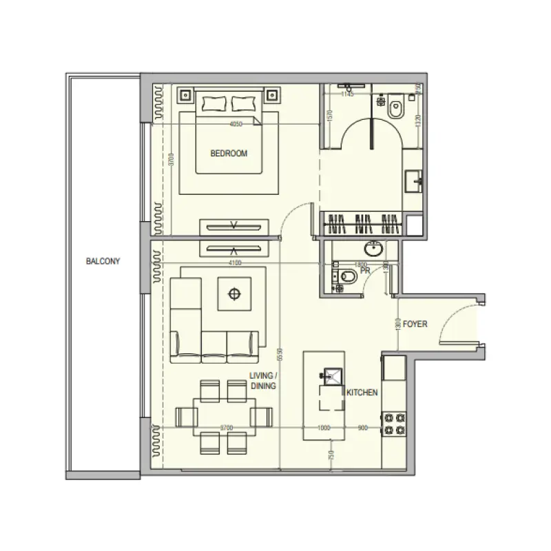 1 bedroom floor plan