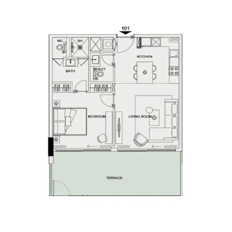 1 bedroom floor plan