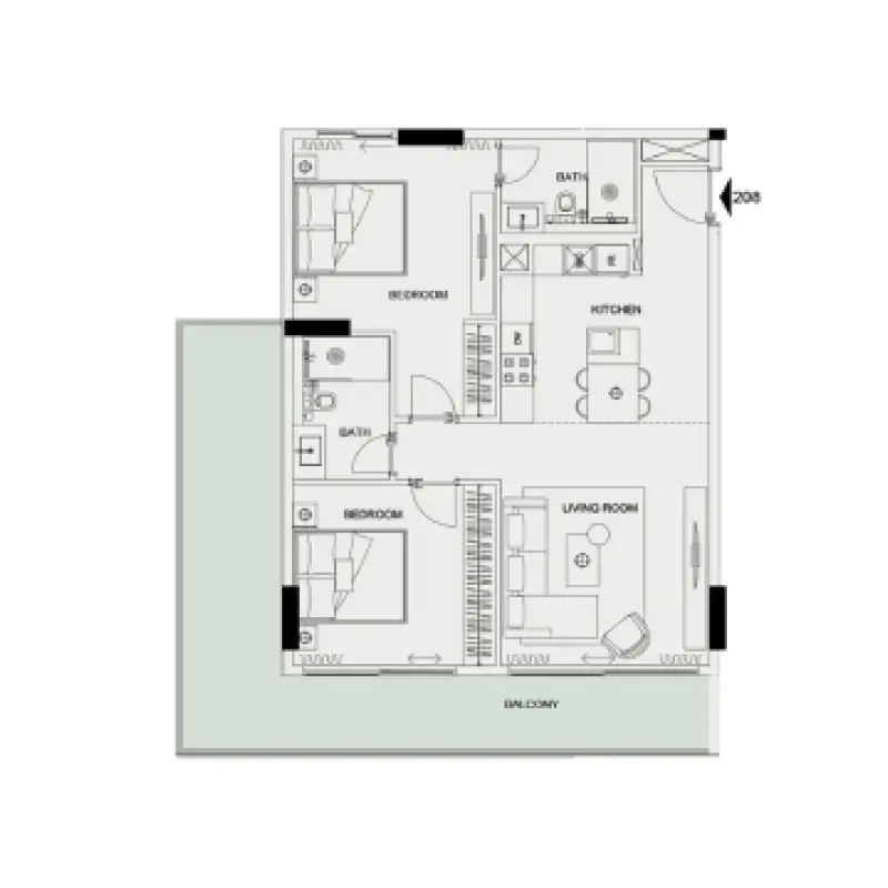 2 bedroom floor plan