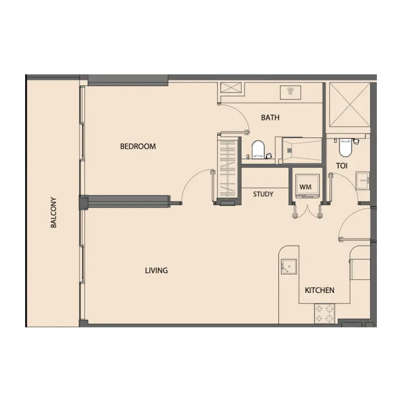 1 bedroom floor plan
