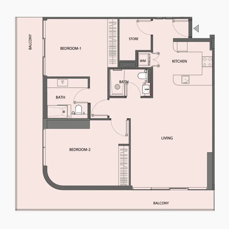 2 bedroom floor plan