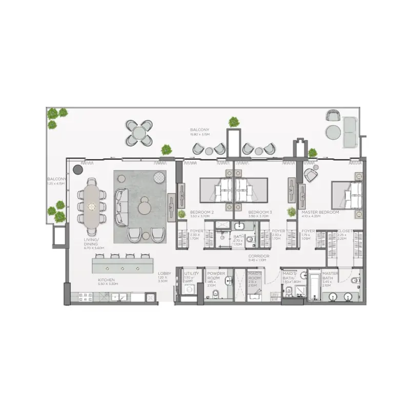 3 bedroom floor plan