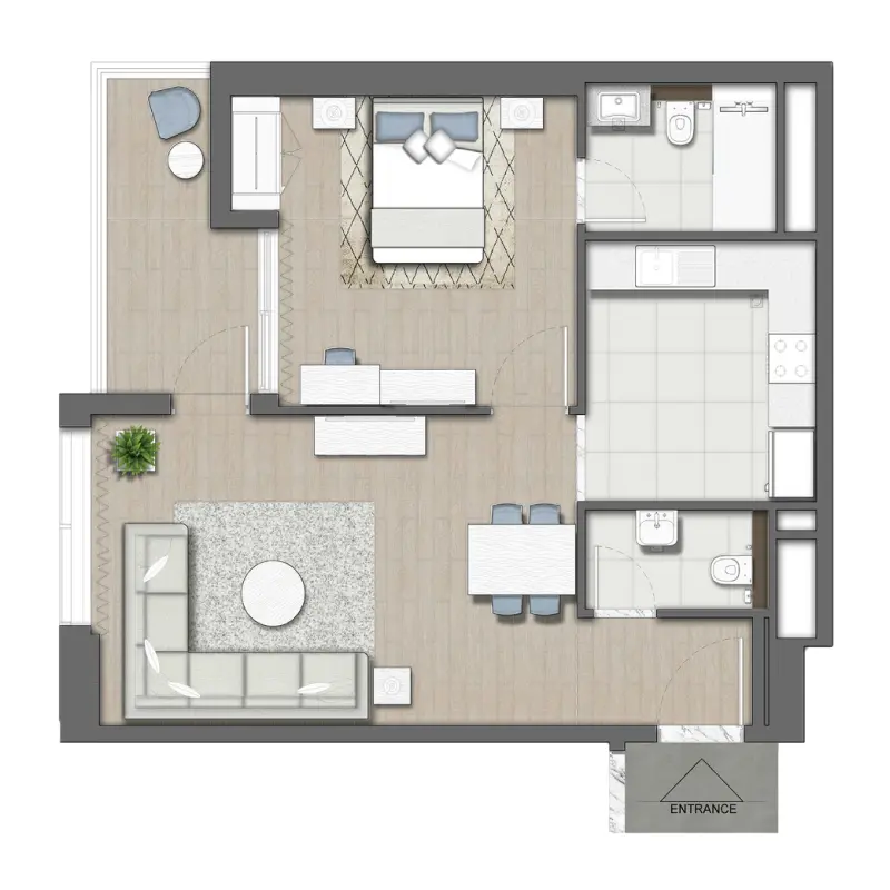 1 bedroom floor plan