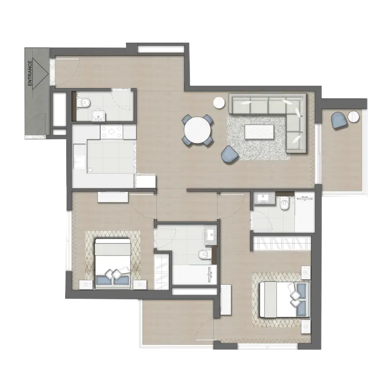 2 bedroom floor plan