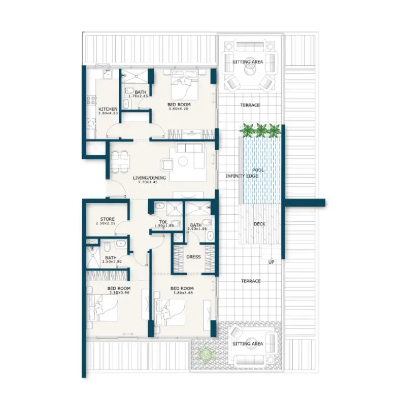 3 bedroom floor plan