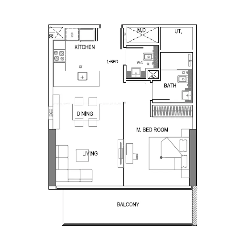 1 bedroom floor plan