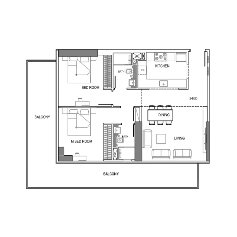 2 bedroom floor plan