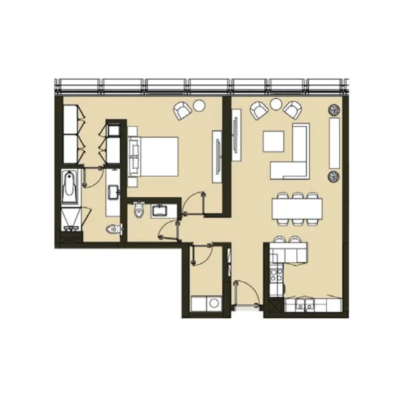 1 bedroom floor plan
