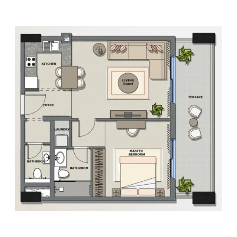 1 bedroom floor plan