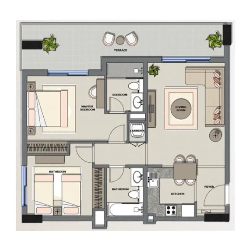 2 bedroom floor plan