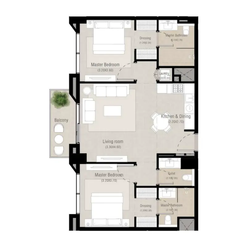 2 bedroom Apartments -  Alton floor plan