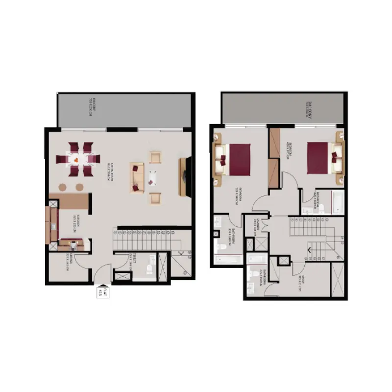 2 bedroom floor plan